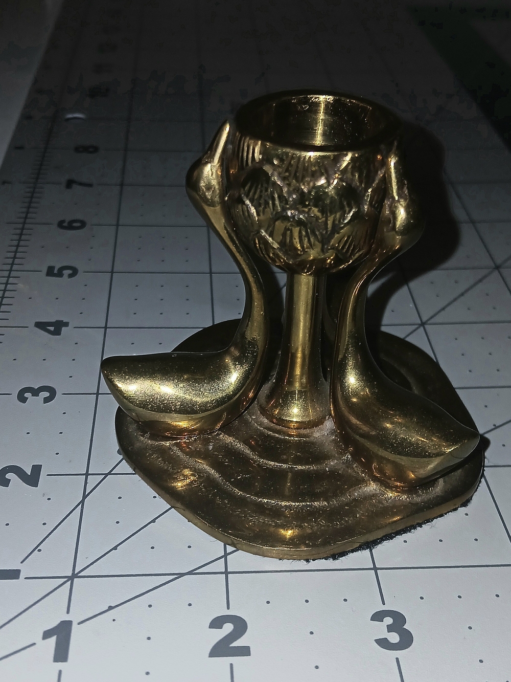 Brass Candle Holder with Sculpted Ducks